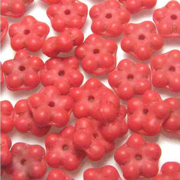 Red 9X4MM Flower Rondelle