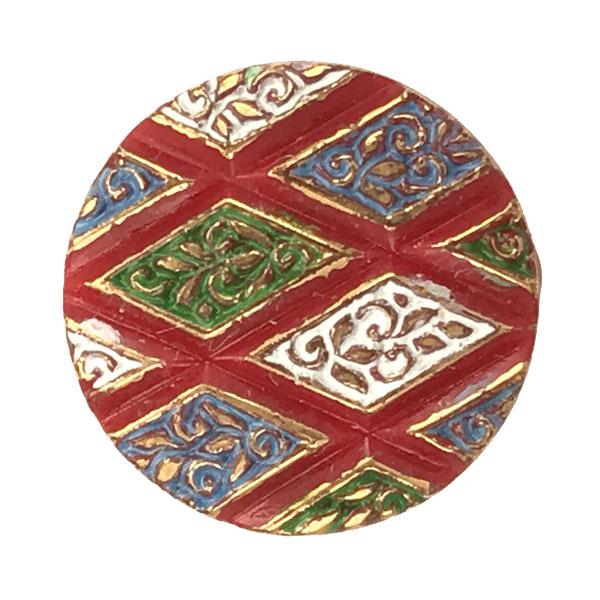 Red Multi Diamond Pattern 18MM Vintage Cabochon