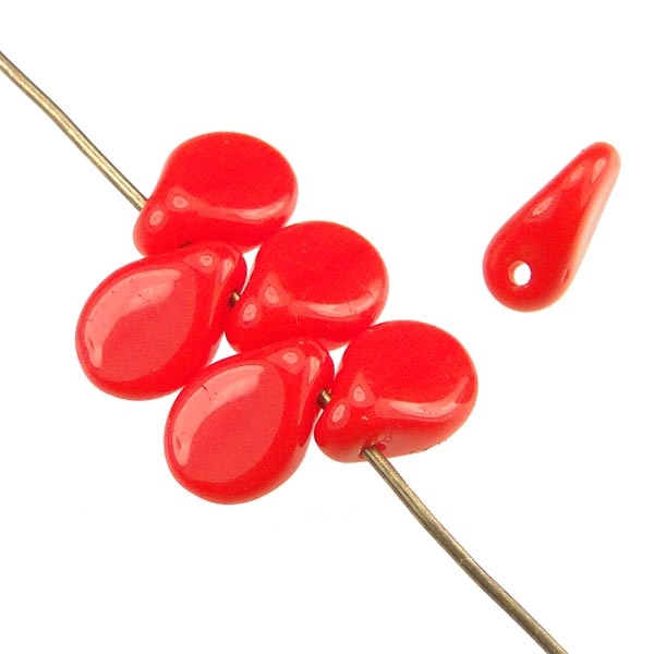 Red Orange 7x5MM Pip Pinched Tear Pendant