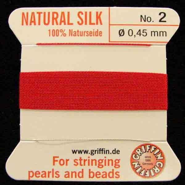 Red Size 2 (.45mm) Griffin Silk Cord With Flex Needle