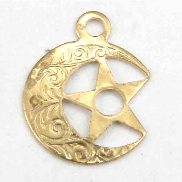 Right Facing Brass Star 11MM Star In Moon