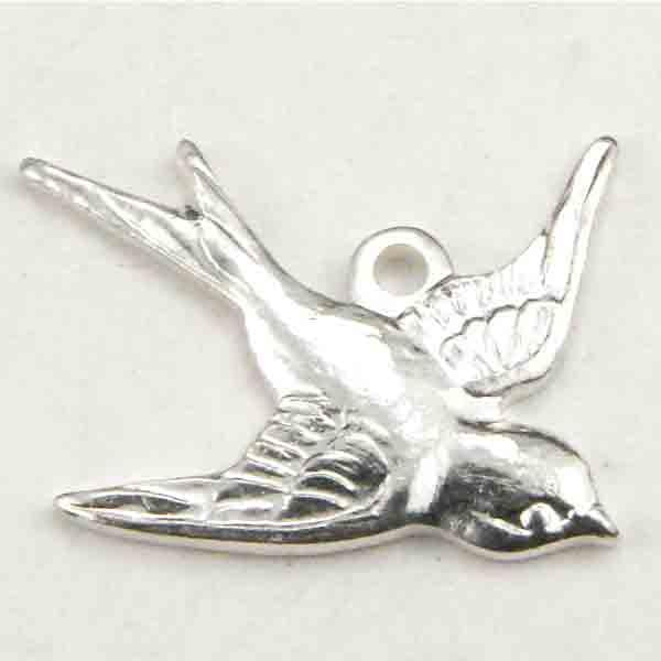 Right Facing Silver Plate 17x15MM Swallow Bird