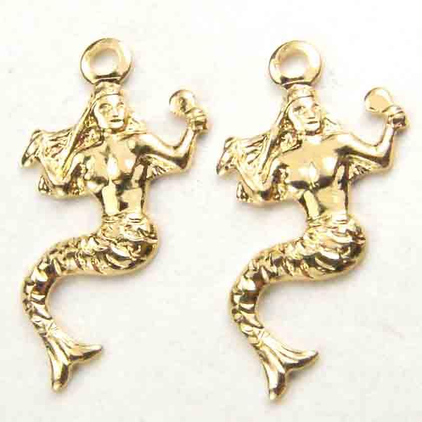 Right Gold Plate 15x7MM Mermaid Stamping