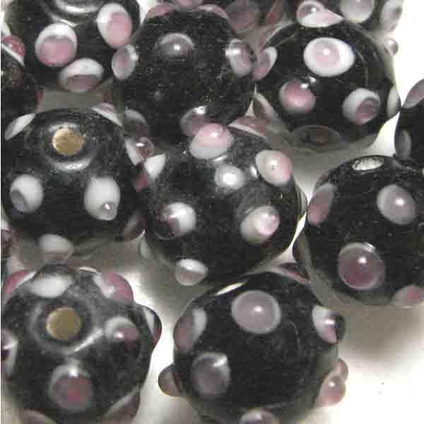 Rose/White/Jet Horned Eye Bead