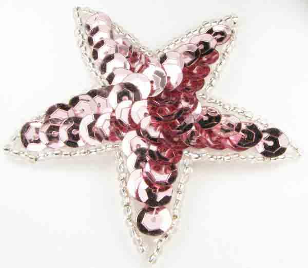 Rose Sequin Star Motif 65mm