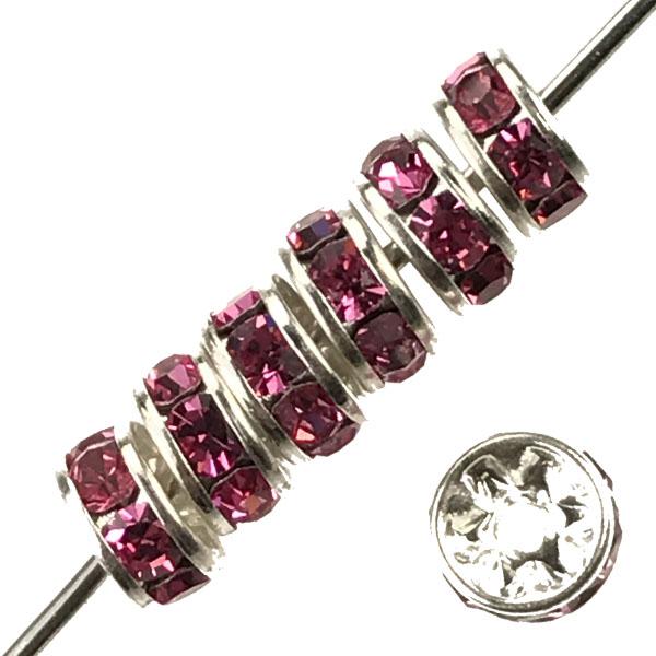 Rose Silver 5MM Swarovski Rhinestone Rondelle