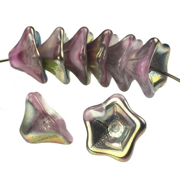 Rose and White Stripe With Vitrail 7X12MM