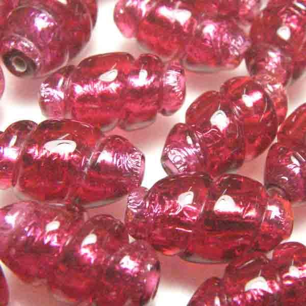 Rose with Silver Foil 16X9MM Twisted Oval