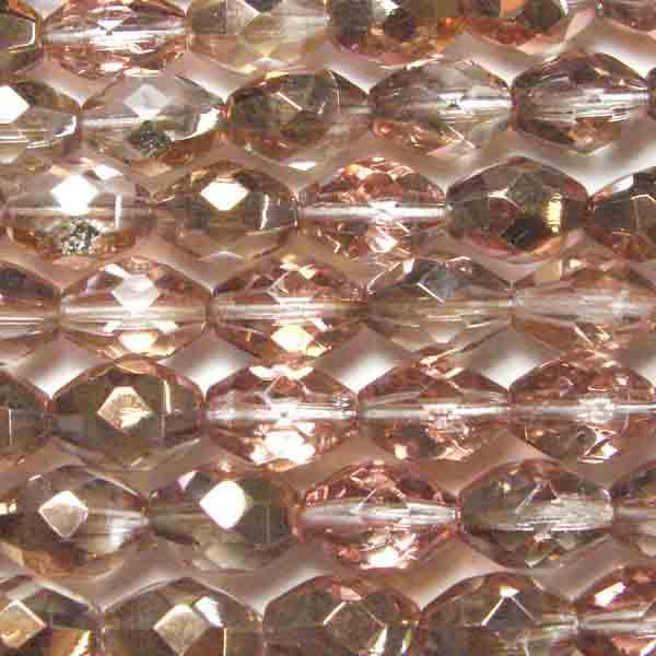 Roseline With Metallic Gold Flash 12X9MM Fire Polish Oval