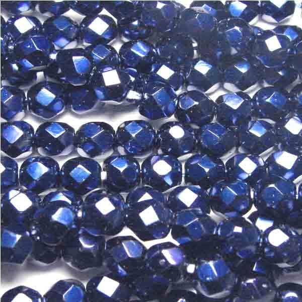 Royal Blue Pearl 6MM Fire Polish Ball