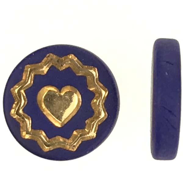 Royal Blue with Gold Heart 9MM