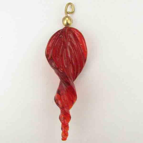 Ruby/Cuba Red 34X12MM Spiral with Brass Wire Hanger