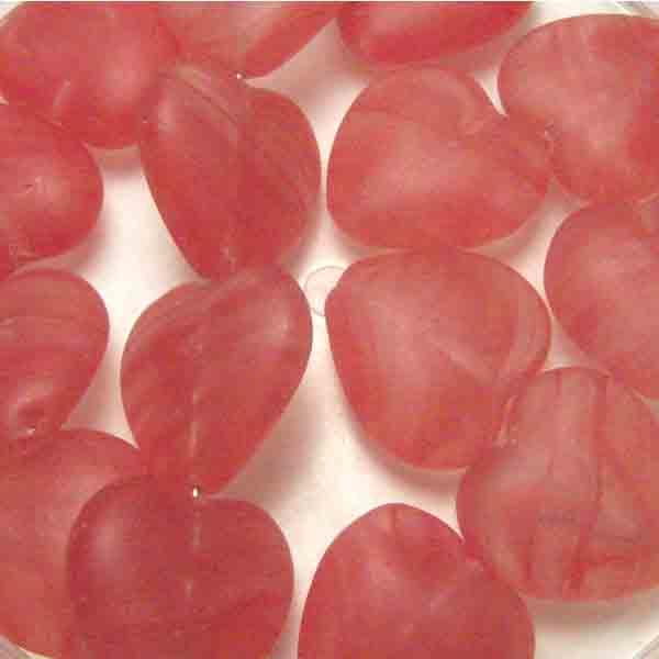 Ruby 15MM Matte Striated Heart