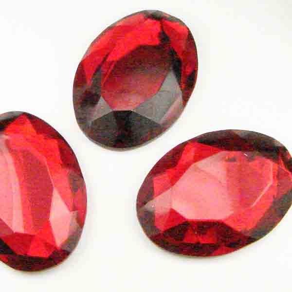 Ruby 25x18MM Table Cut Acrylic Cabochon