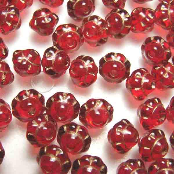 Ruby 5MM Latern Oval With Gold Detail