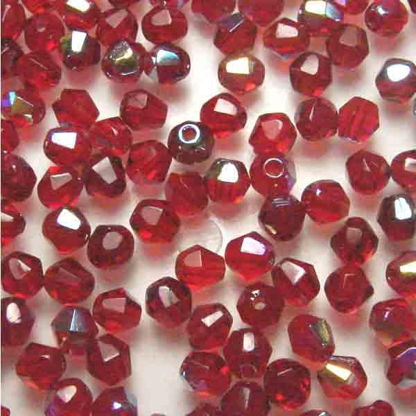 Ruby AB 4MM Fire Polish Bicone