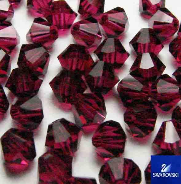Ruby (Dark Rose) 4MM Swarovski Bicone