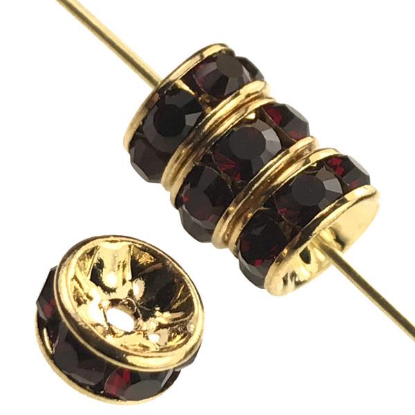 Ruby (Siam)/Gold Swarovski Crystal Rhinestone Rondelle