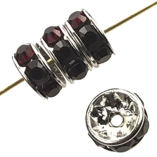 Ruby (Siam)/Silver 7MM Swarovski Crystal Rhinestone Rondelle
