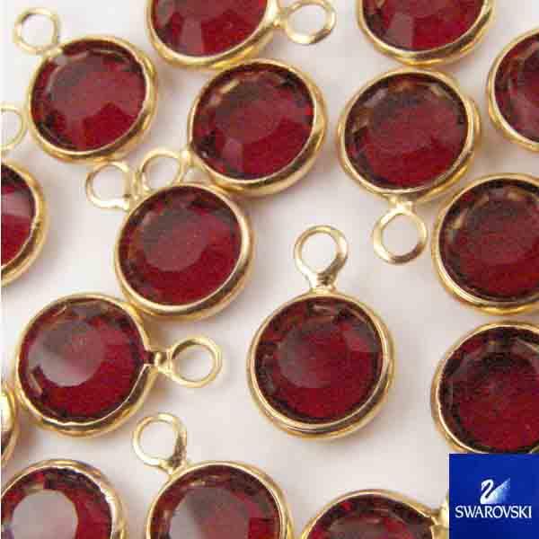 Ruby (Siam) With Gold 7MM (SS29) Swarovski Channel Pendant