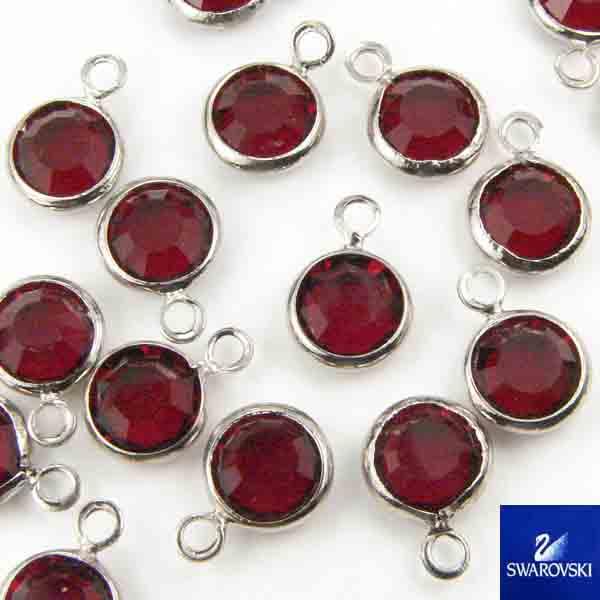 Ruby (Siam) With Silver Plate 7MM (SS29) Swarovski Channel Pendant
