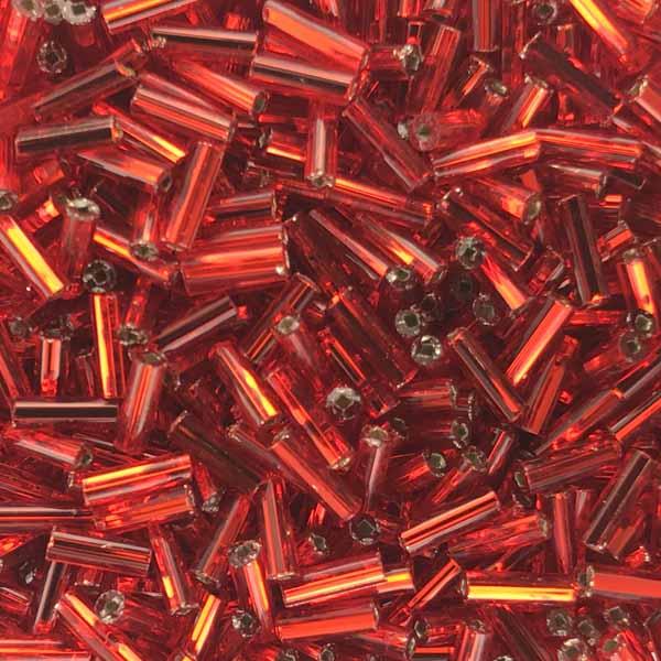 Ruby Silver Lined Bugle Size 3 (6MM)