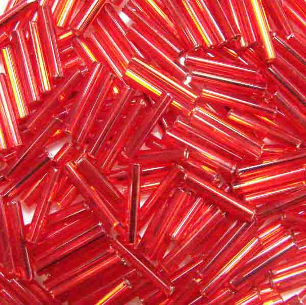 Ruby Silver Lined Size 5 (12MM) Bugle Bead