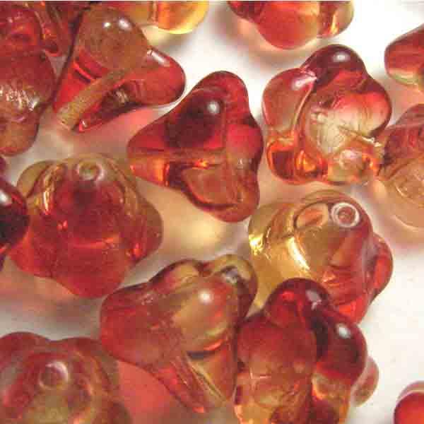 Ruby With Topaz 2 tone 10x12MM Bell Flower