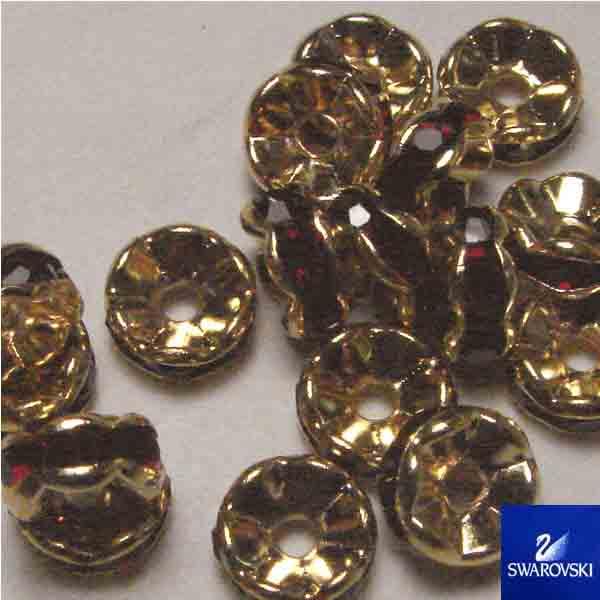 Ruby with Gold 8MM Swarovski Rhinestone Rondelle