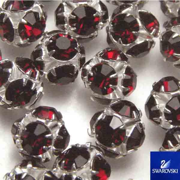 Ruby with Silver 6.5MM Swarovski Rhinestone Ball Bead