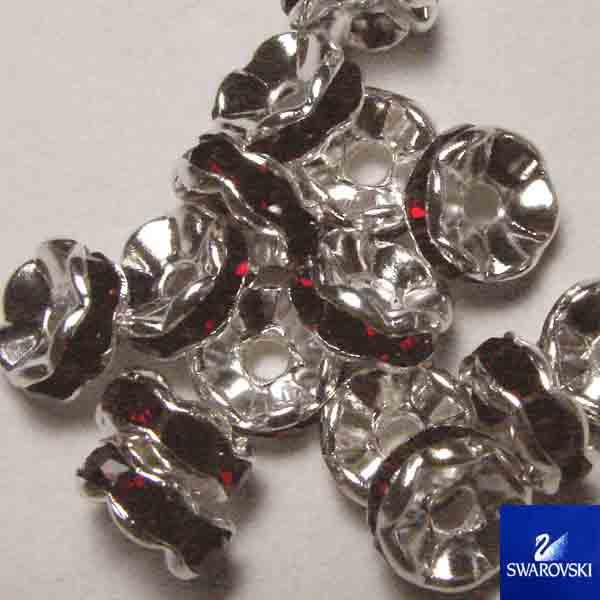 Ruby with Silver 8MM Swarovski Rhinestone Rondelle