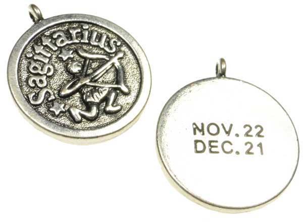 Sagittarius 24MM Antique Silver Plate Coin Pendant