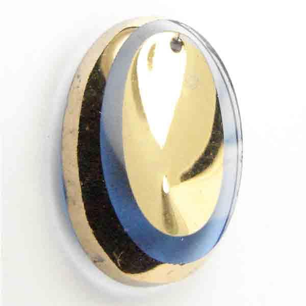 Sapphire/Gold Dished Oval 25x18MM