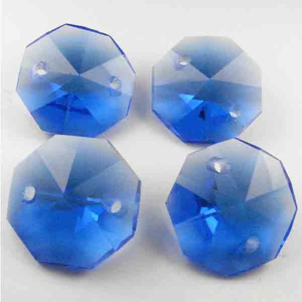 Sapphire 14MM Machine Cut 2 Hole Octogon