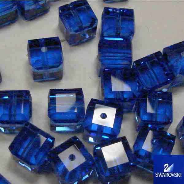 Sapphire 6MM Cut Cube Swarovski