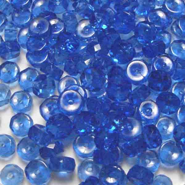 Sapphire 6MM Disc Rondelle With Fire Polish Edge