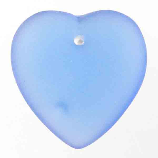 Sapphire Matte Heart 17MM Matte Heart with Rhinestone Setting