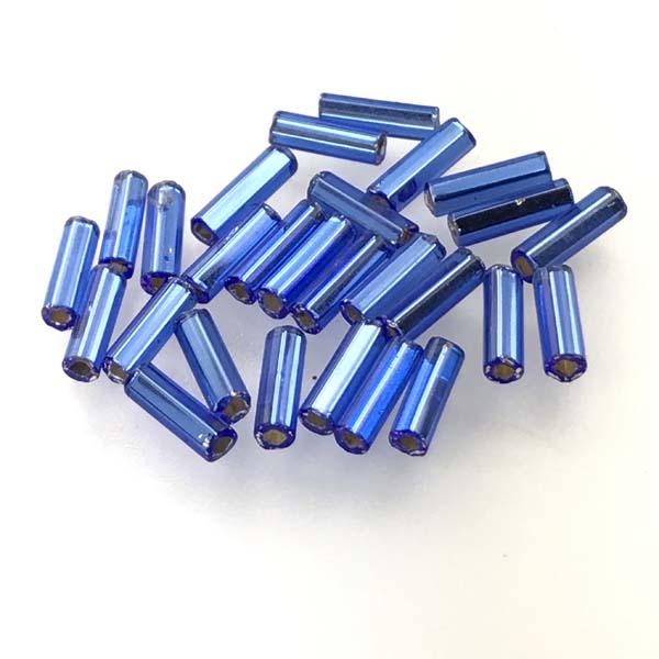 Sapphire Silver Lined Bugle Size 3 (6MM)