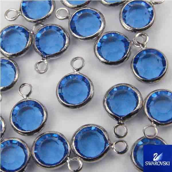 Sapphire With Silver Plate 7MM (SS29) Swarovski Channel Pendant