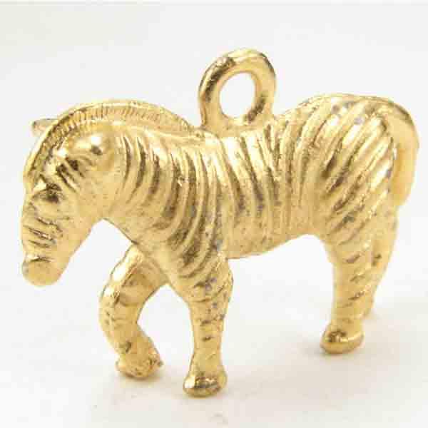 Satin Gold 14x21MM Zebra 3-D Penant