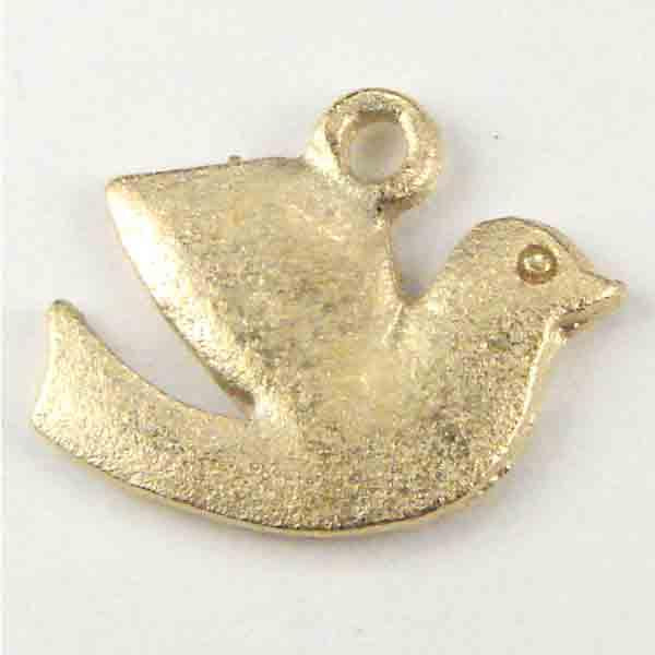 Satin Gold 16x11MM Cast Flattened Peace Dove