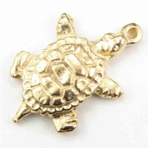 Satin Gold 19x14MM Cast Turtle