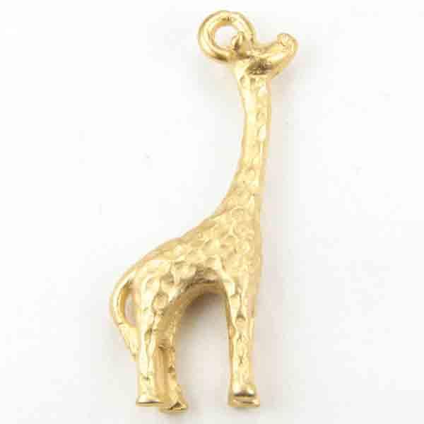 Satin Gold 28x11MM Giraffe 3-D Pendant