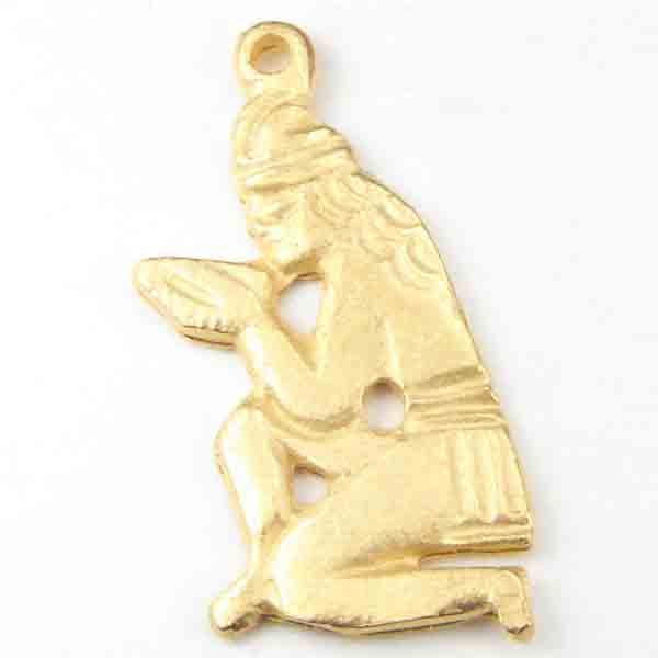 Satin Gold Plate 24x15MM Peruvian Kneeling Figure