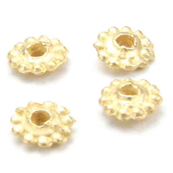 Satin Gold Plate 5x2 Rondelle Spacer with Beaded Edge