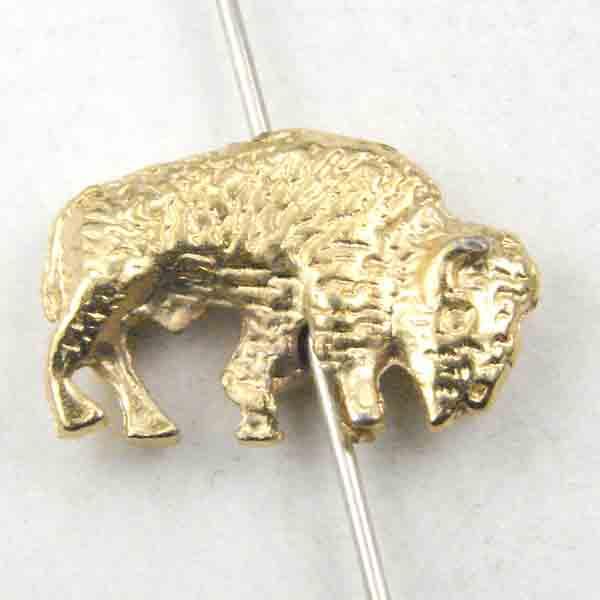 Satin Gold Plate 9x15MM Bison Bead