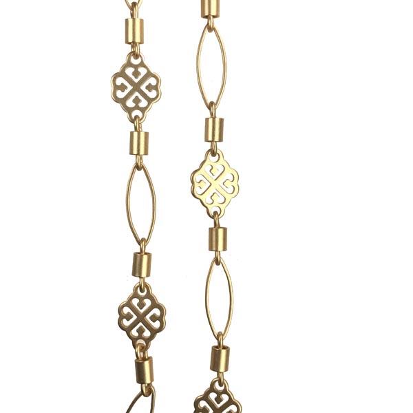 Satin (Matte) Gold Plate Chain 8MM Filigree Link With 4MM Barrel and 11x5MM Oval Link