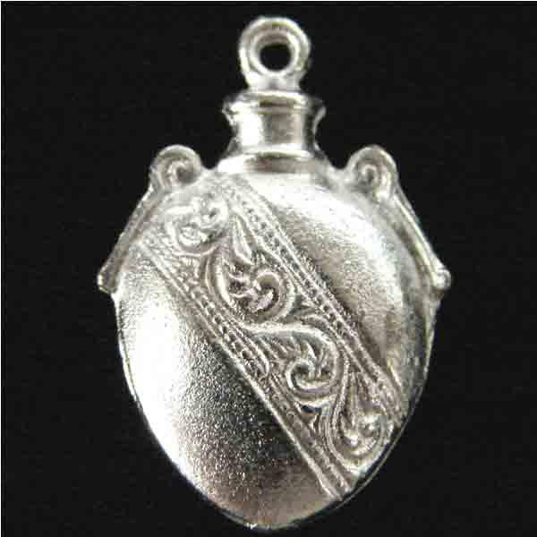 Satin Silver 16x13MM Ornate Flask