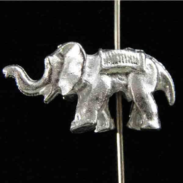 Satin Silver 20x10MM Elephant Bead