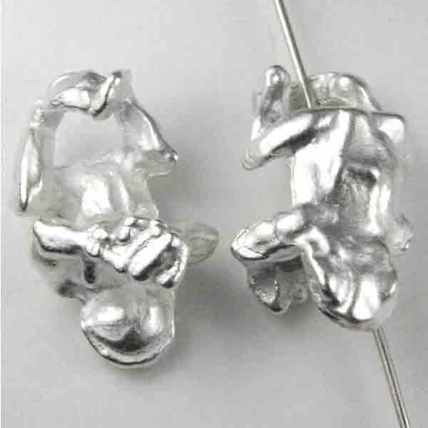 Satin Silver 20x12MM Cast 3-D Frog